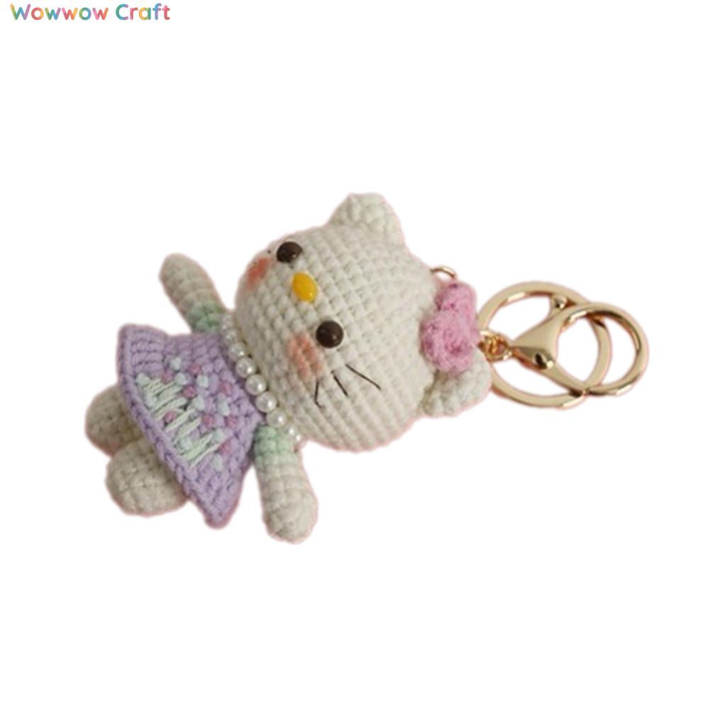 Pendants,Crochet Doll,Cute Hand-crocheted Hello Kitty Doll - Hand-crocheted Pendant Keychain